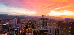 Picture of Sapporo Japan at sunset.